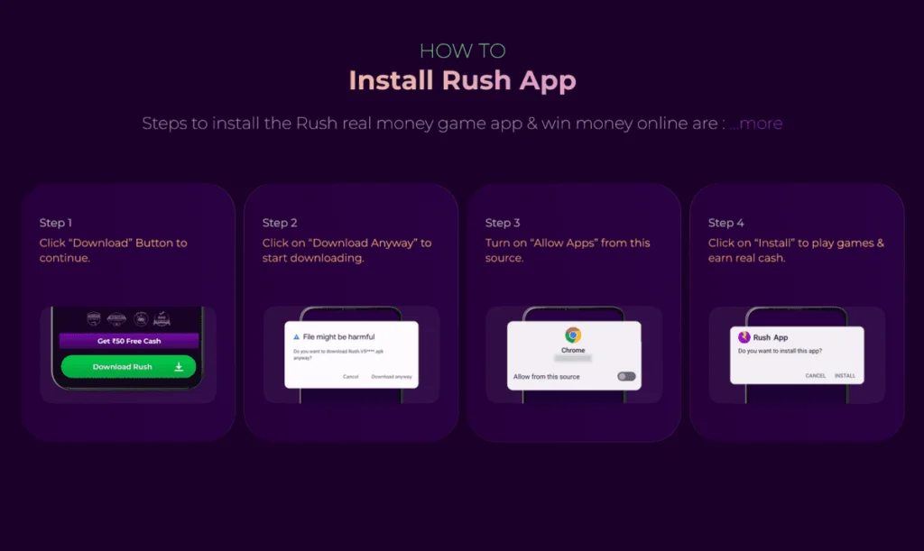 Install Rush App and Signup to Play